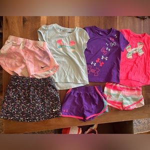 Under Armour & Nike Girls size 3T Shirts and Shorts, Lot of 7